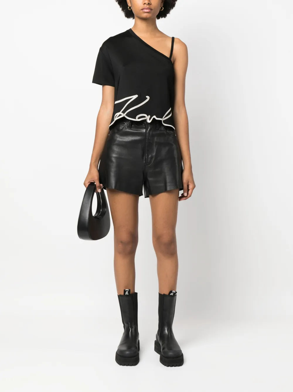 Logo-Print One-Shoulder Top