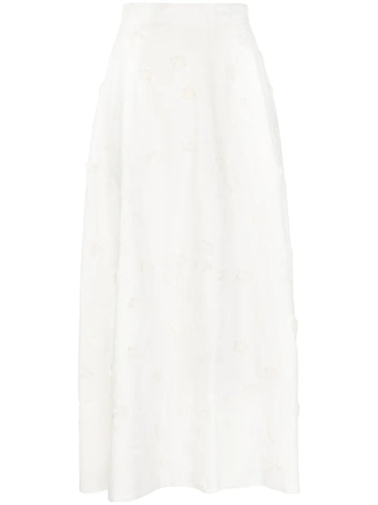 Embroidered Cotton Midi Skirt
