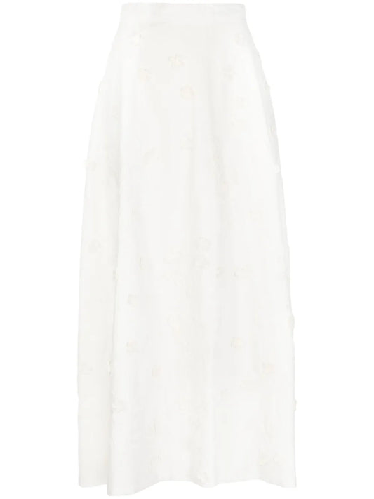 Embroidered Cotton Midi Skirt
