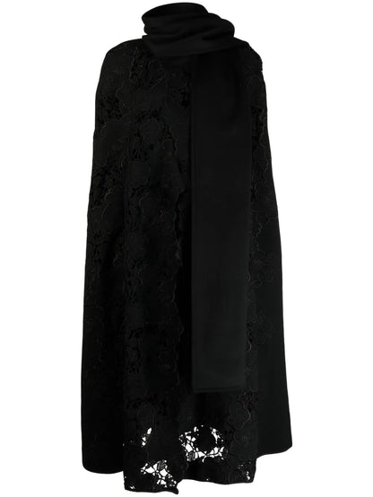 Floral-Embroidered Virgin-Wool Cape
