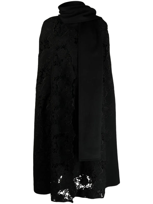 Floral-Embroidered Virgin-Wool Cape