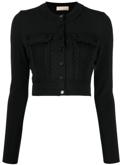 Scallop-Edge Cropped Cardigan