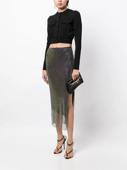 Scallop-Edge Cropped Cardigan