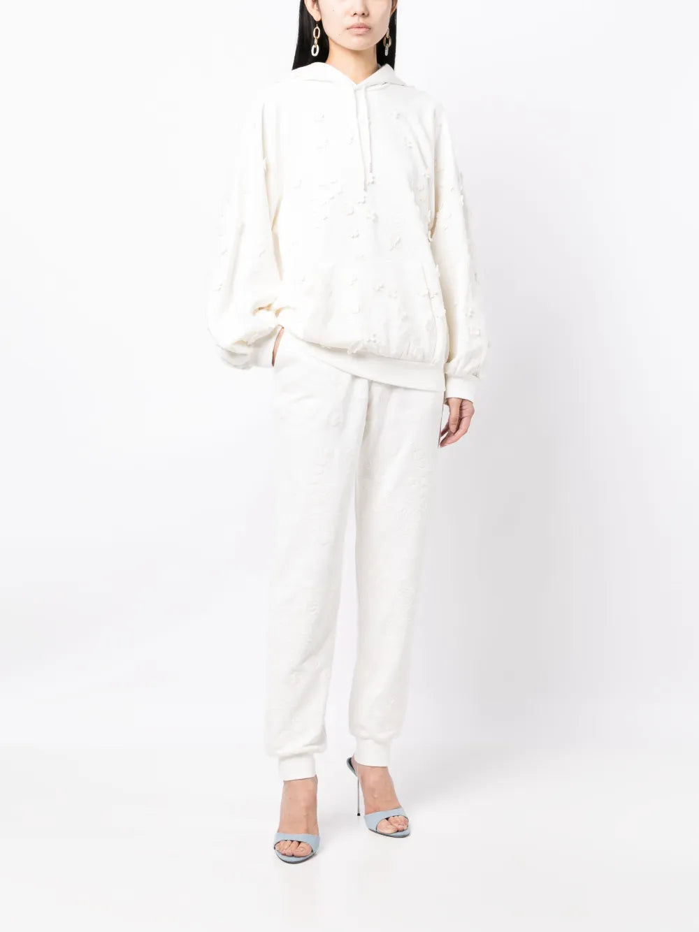 Embroidered-Design Cotton Blend Track Pants