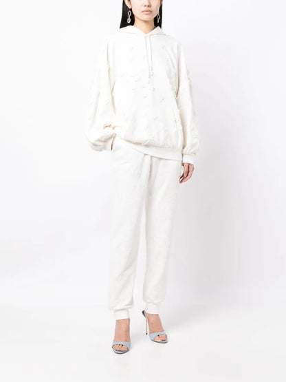 Embroidered-Design Cotton Blend Track Pants