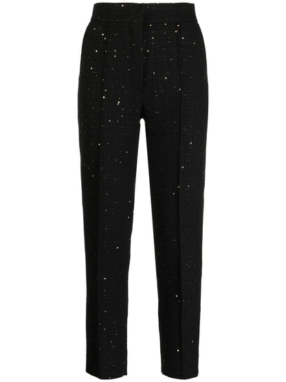 Sequinned High-Waist Cropped Trousers