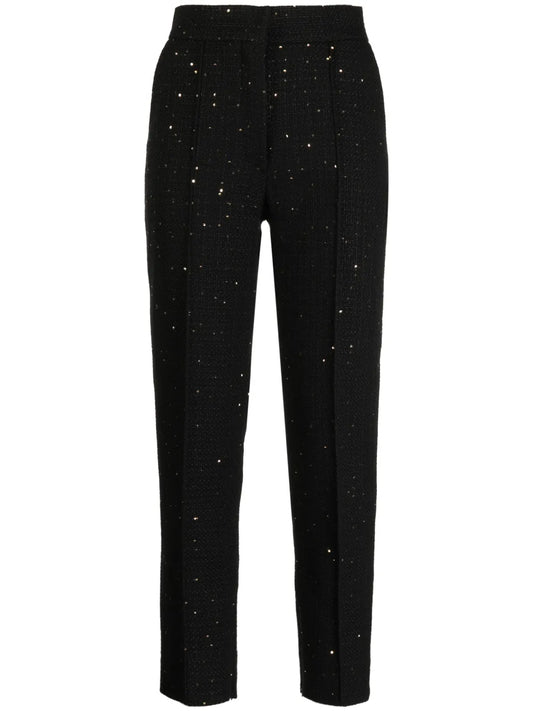 Sequinned High-Waist Cropped Trousers