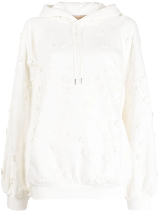 Embroidered-Design Cotton Blend Hoodie