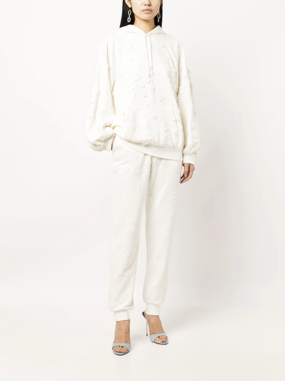 Embroidered-Design Cotton Blend Hoodie