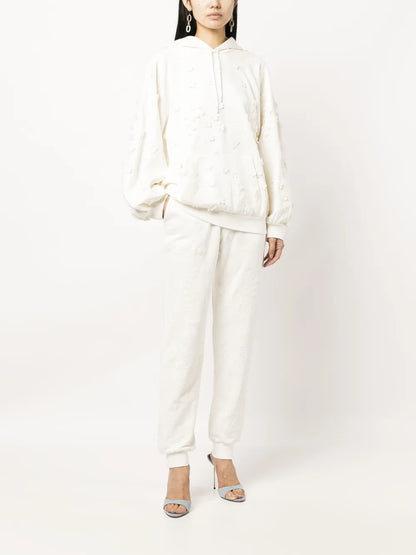 Embroidered-Design Cotton Blend Hoodie