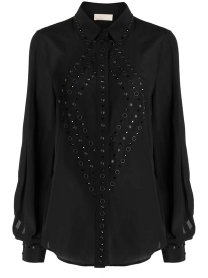 Eyelet-Embellished Silk Shirt
