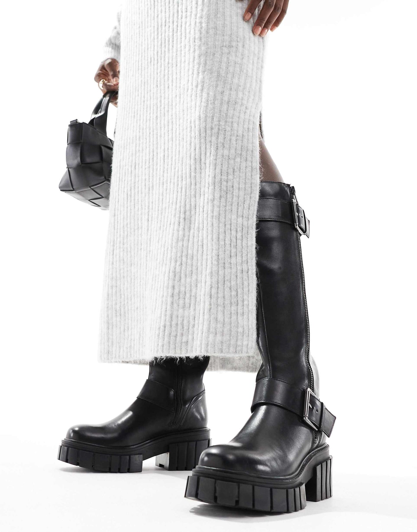 Finchley High Leg Buckle Strap Leather Zip Biker Boots