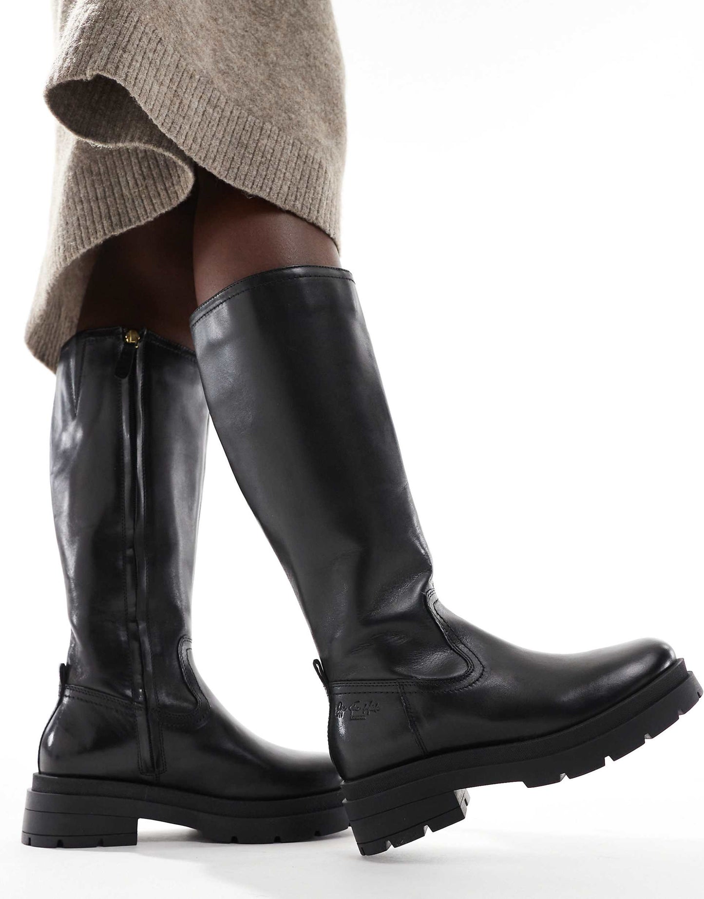 Bond Leather Knee High Biker Boots