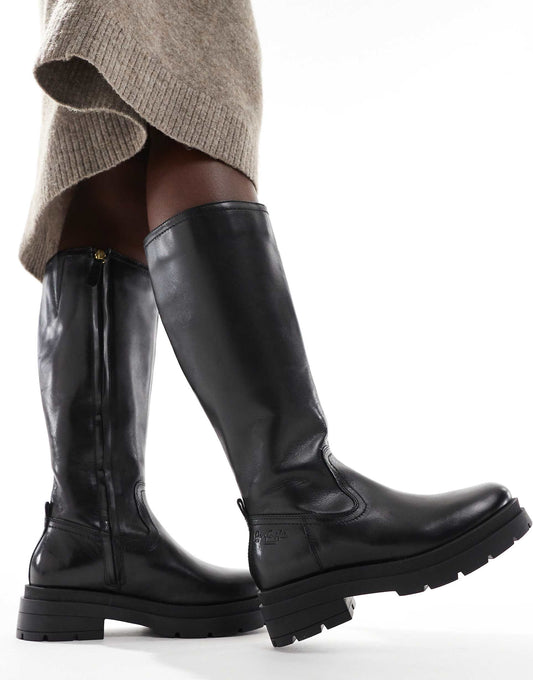 Bond Leather Knee High Biker Boots