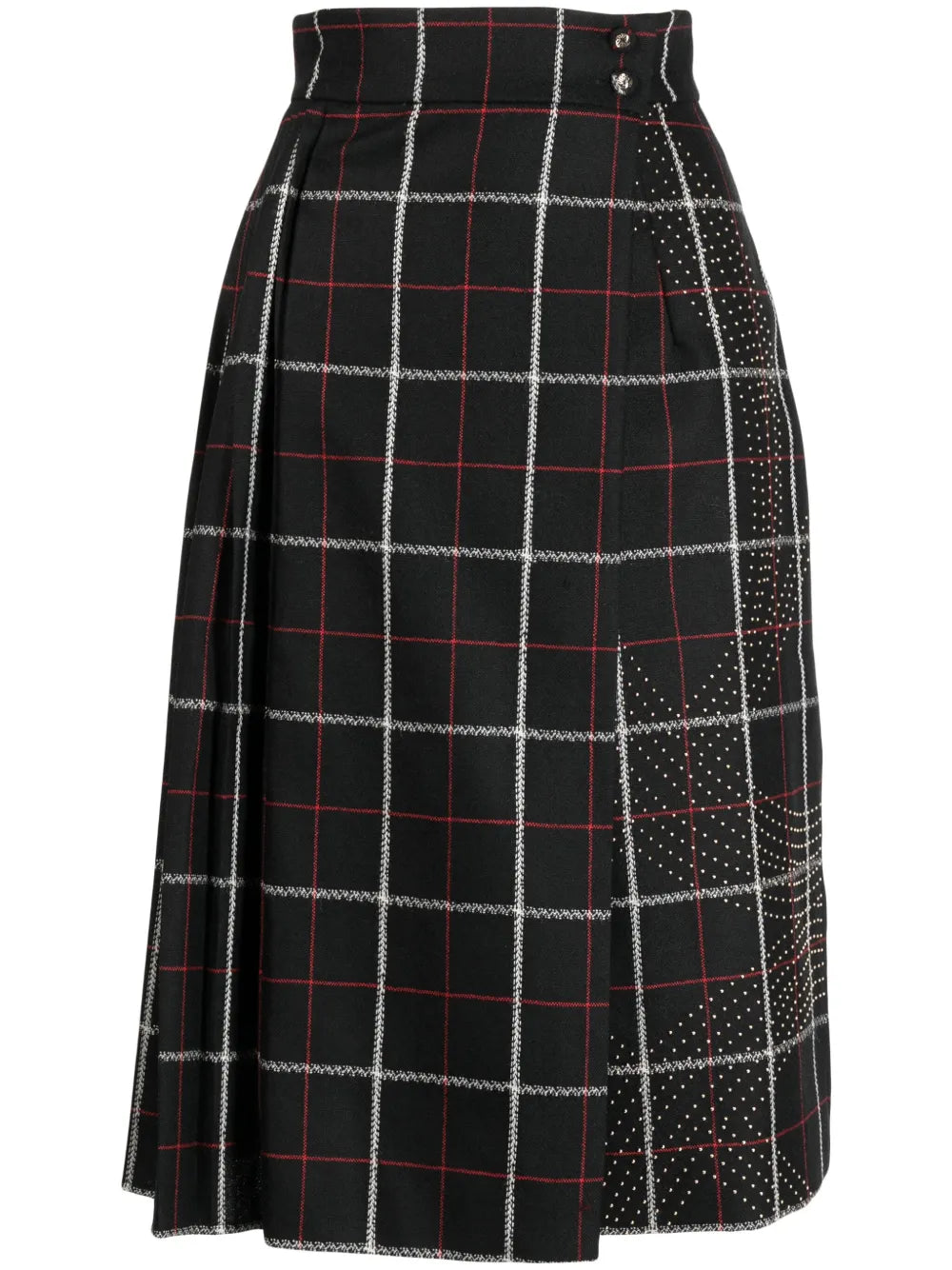 Check-Pattern High-Waist Skirt