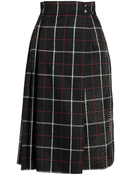 Check-Pattern High-Waist Skirt