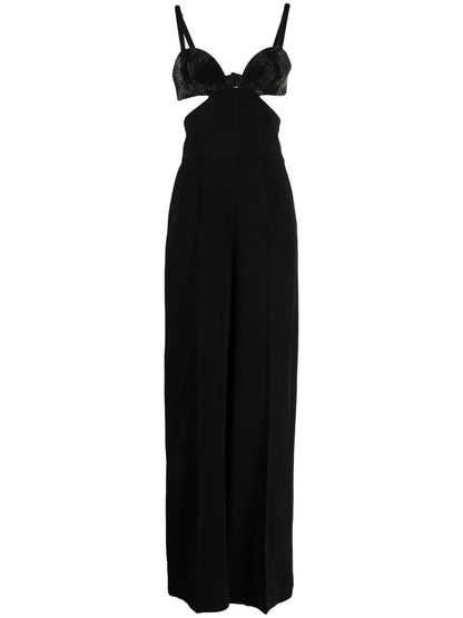 Crystal-Embellished Cut-Out Detailing Jumpsuit