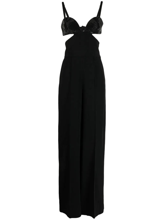 Crystal-Embellished Cut-Out Detailing Jumpsuit