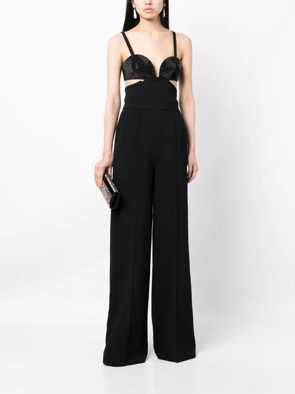 Crystal-Embellished Cut-Out Detailing Jumpsuit