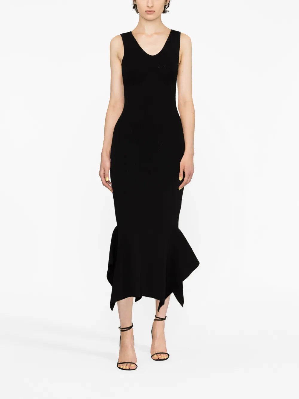 Sleeveless Asymmetric-Hem Midi Dress