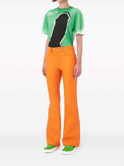 Leather Bootcut-Leg Trousers