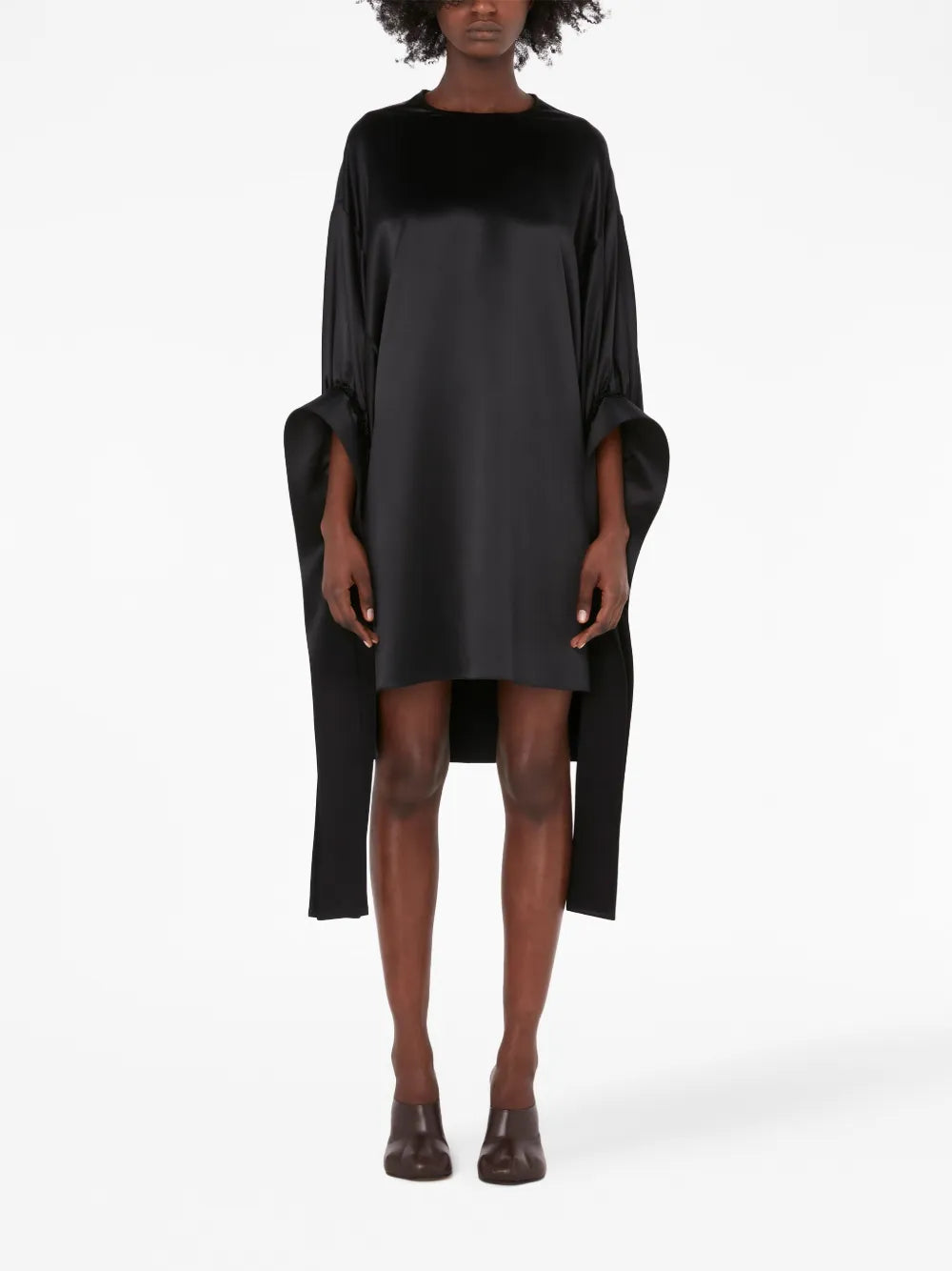 Tab Sleeve Satin-Finish Minidress
