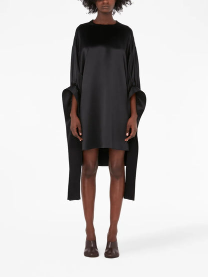 Tab Sleeve Satin-Finish Minidress