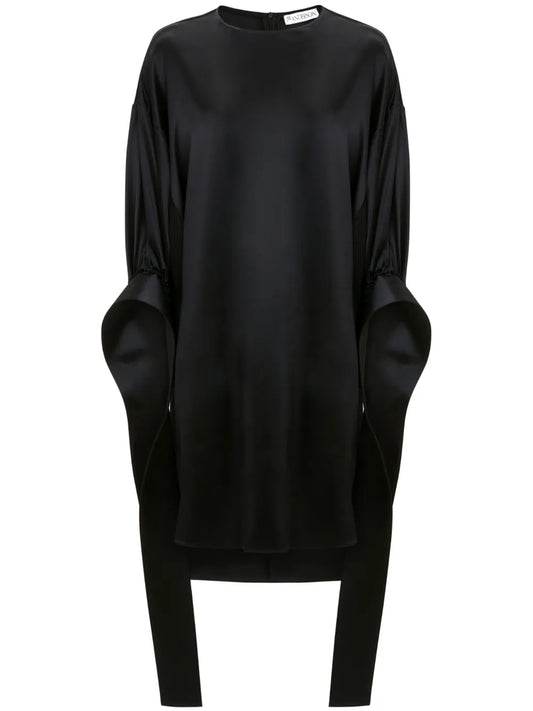 Tab Sleeve Satin-Finish Minidress