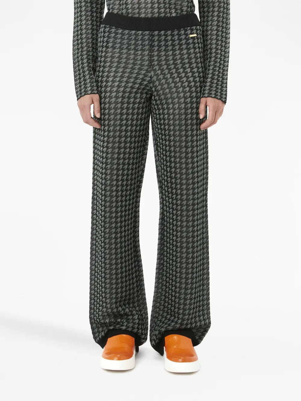 Check-Pattern Logo-Plaque Trousers
