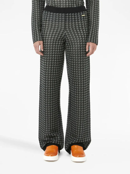 Check-Pattern Logo-Plaque Trousers
