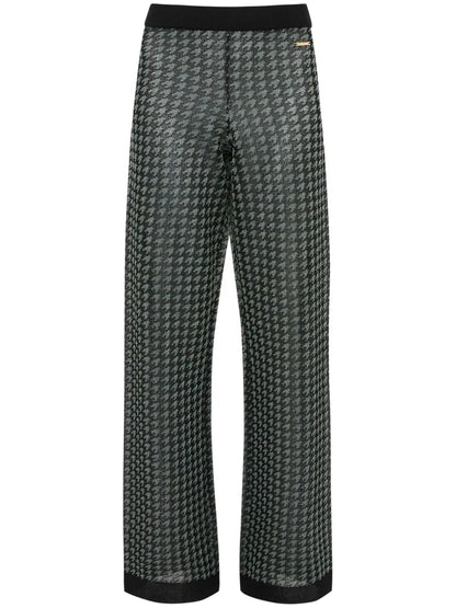 Check-Pattern Logo-Plaque Trousers