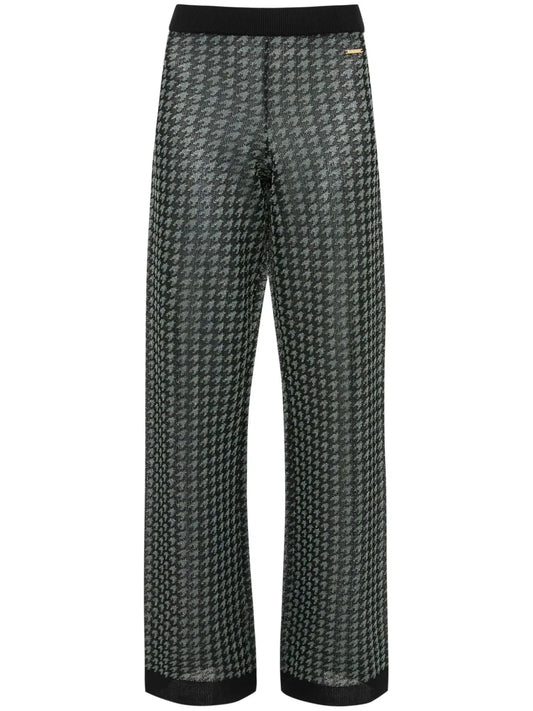 Check-Pattern Logo-Plaque Trousers