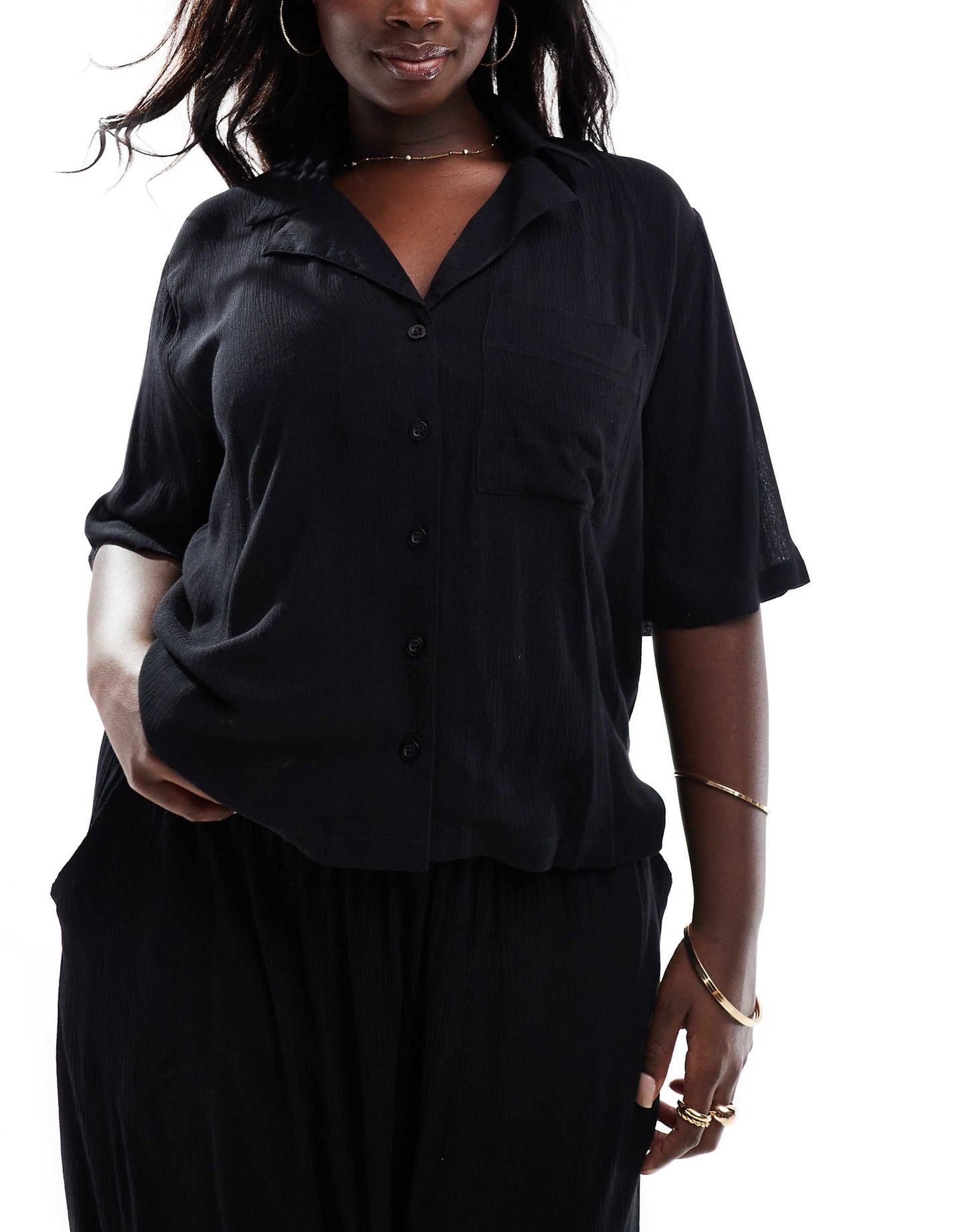 Curve Mix & Match Crinkle Boxy Beach Shirt