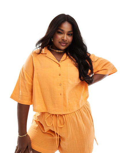 Curve Double Gauze Co-Ord Boxy Beach Shirt