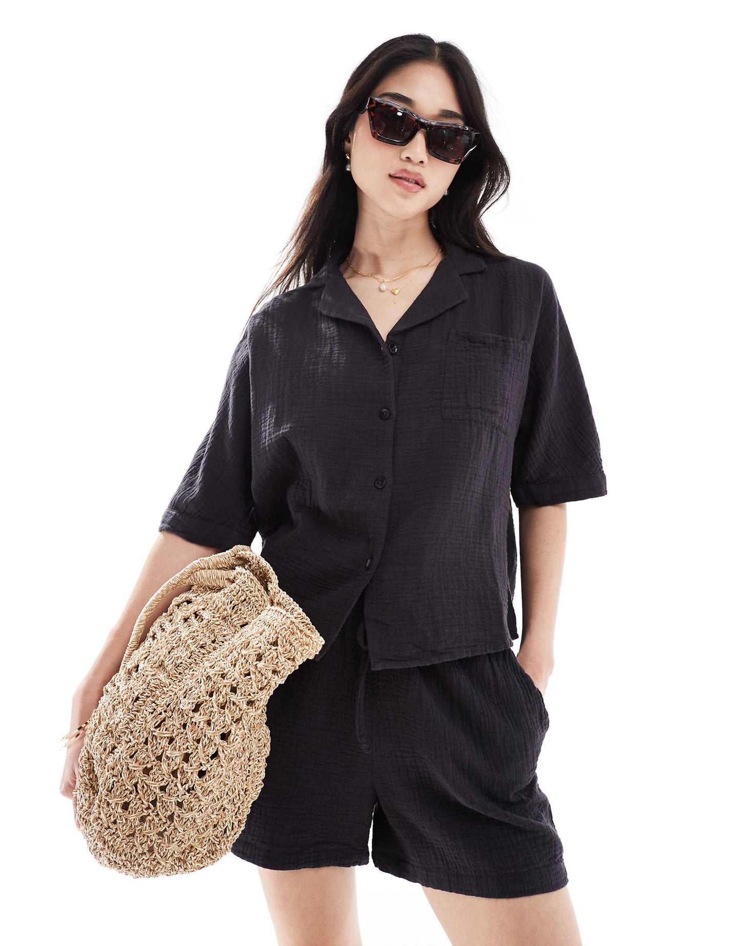 Cheesecloth Button Down Shirt Co-Ord