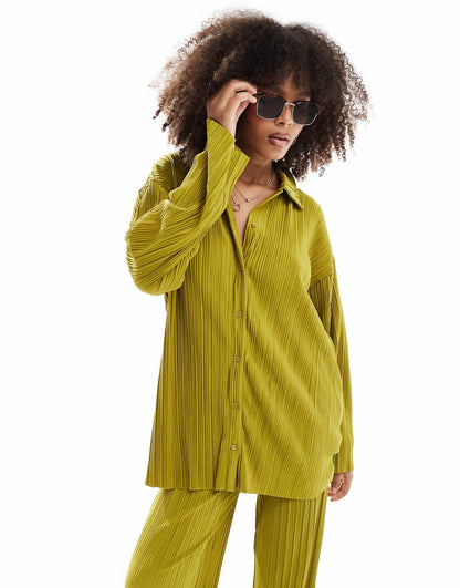 Exclusive Plisse Shirt Co-Ord