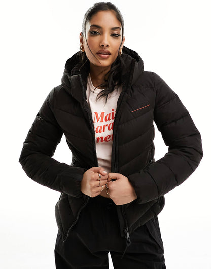 Hooded Microfibre Padded Jacket