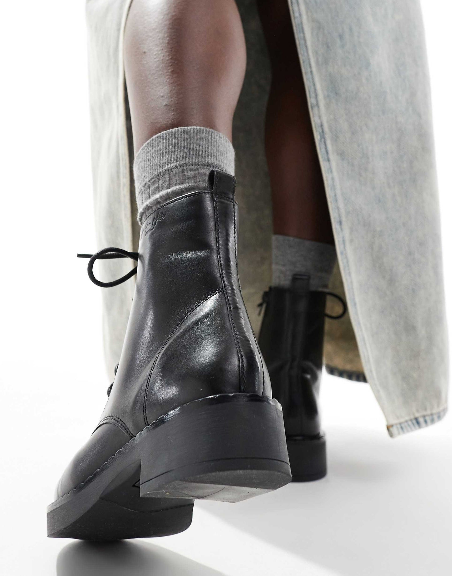 Lane Biker Leather High Ankle Boots