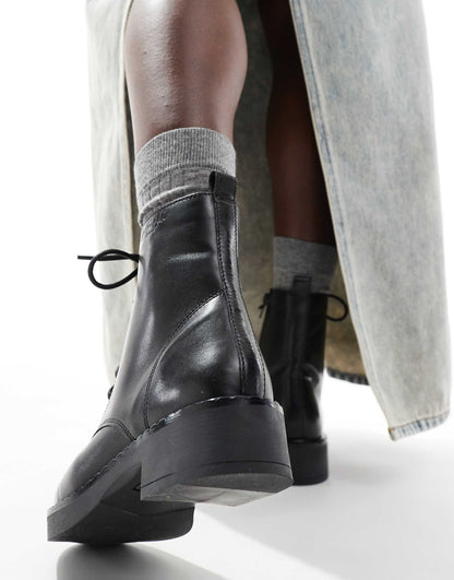 Lane Biker Leather High Ankle Boots