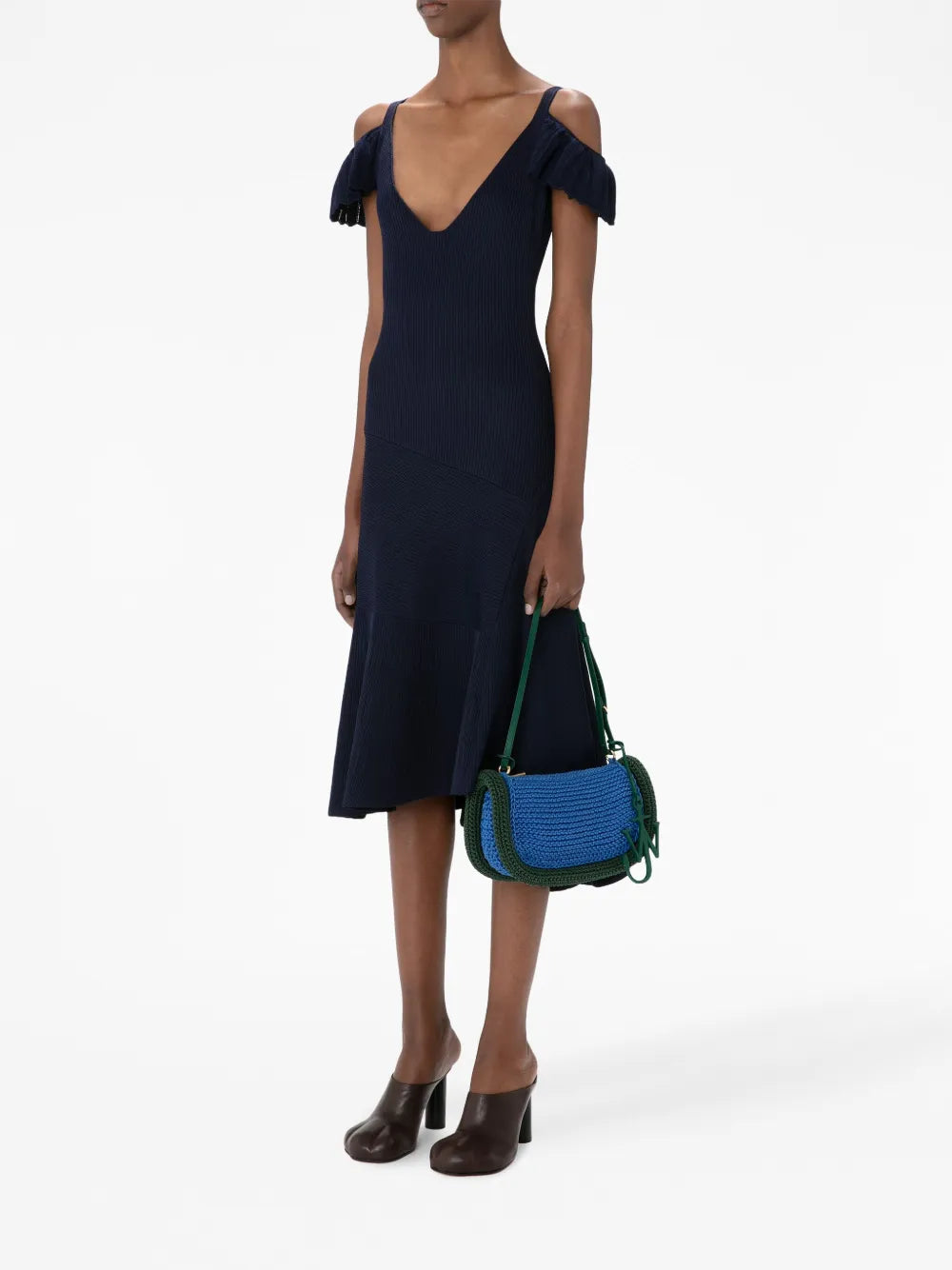 Cold-Shoulder Ruffled Dress