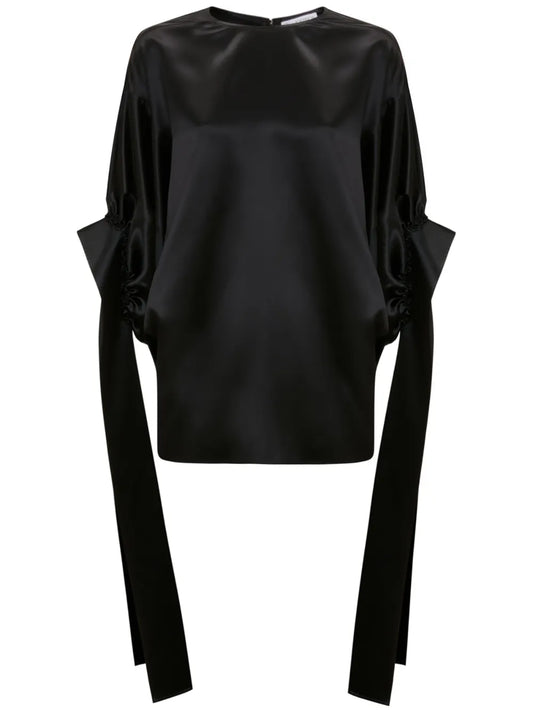 Satin-Finish Pleated Blouse