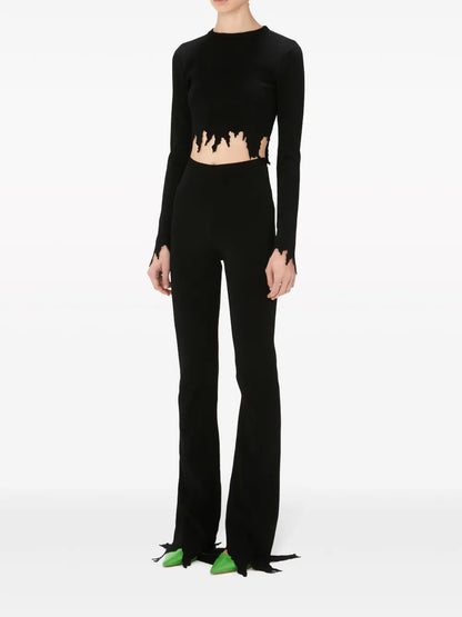 Laser-Cut Fine-Ribbed Jumper