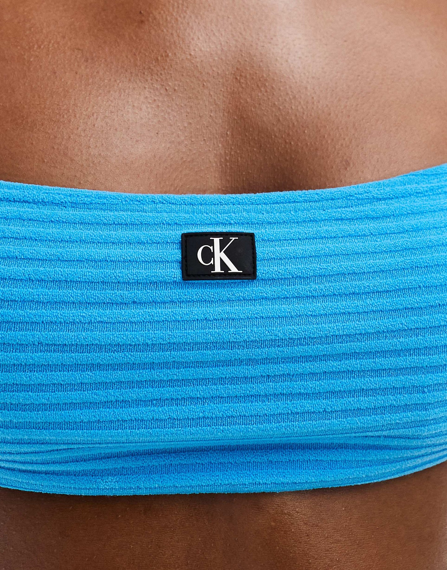 Ck Monogram Rib Crop Bralette Bikini Top