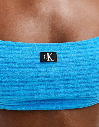 Ck Monogram Rib Crop Bralette Bikini Top