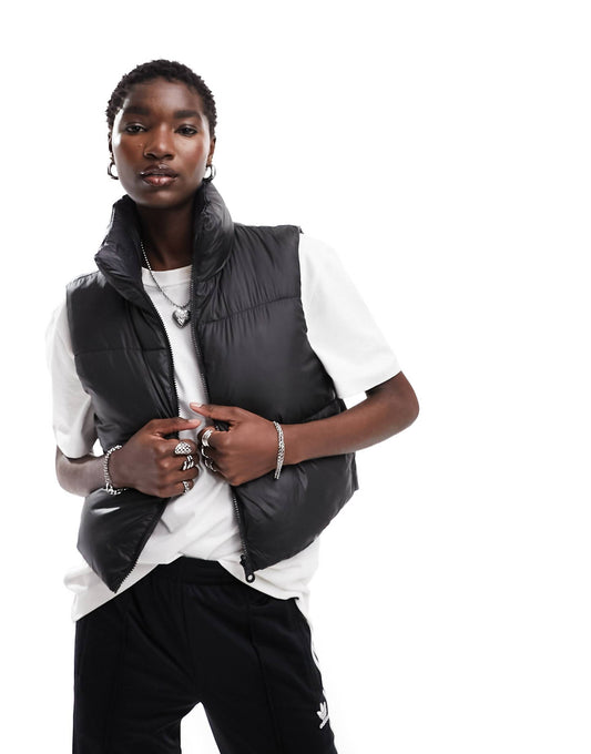 Cropped High Neck Gilet