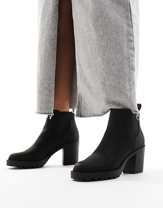 Faux Leather Heeled Boot