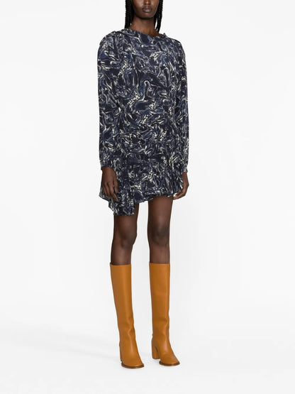 Tiphaine Marble-Print Silk Blouse
