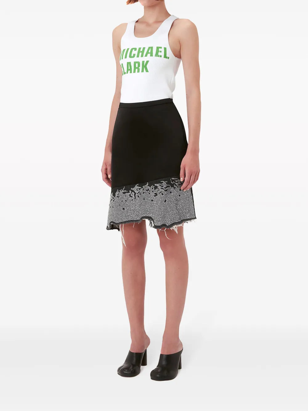 Glitter-Detail Asymmetric Skirt