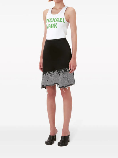 Glitter-Detail Asymmetric Skirt