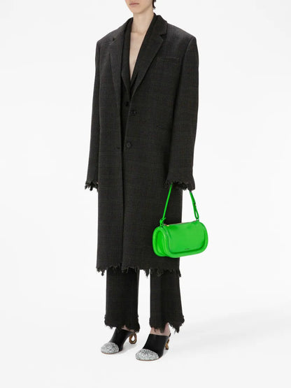 Check-Print Distressed-Effect Coat